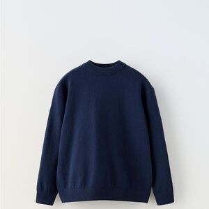 Zara Blue Crewneck Sweater Classic Knit Design